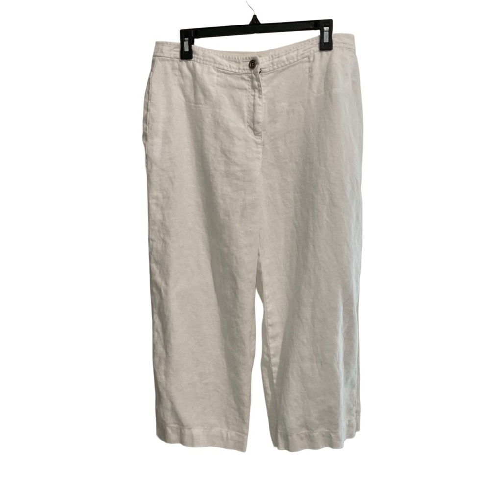 Eileen‎ Fisher white 100% linen crop pants high- rise wide leg